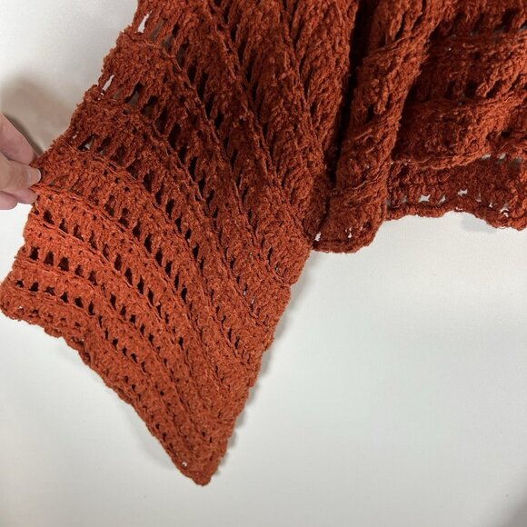 Free People Womens Sweater Sz XS Orange‎ Knit Open Crochet Boho Coastal Cowgirl - Picture 6 of 11